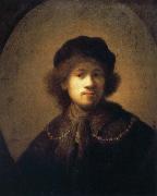 REMBRANDT Harmenszoon van Rijn Self-Portrait with Beret and Gold Chain oil painting on canvas
